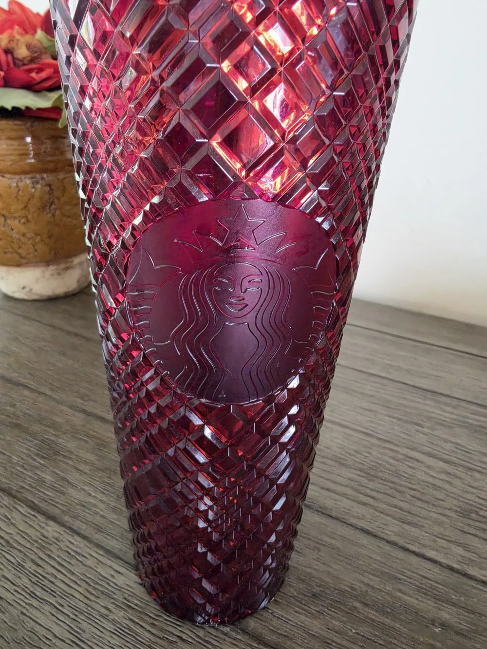 Starbucks Holiday 2022 Burgandy Jeweled Tumbler with Straw